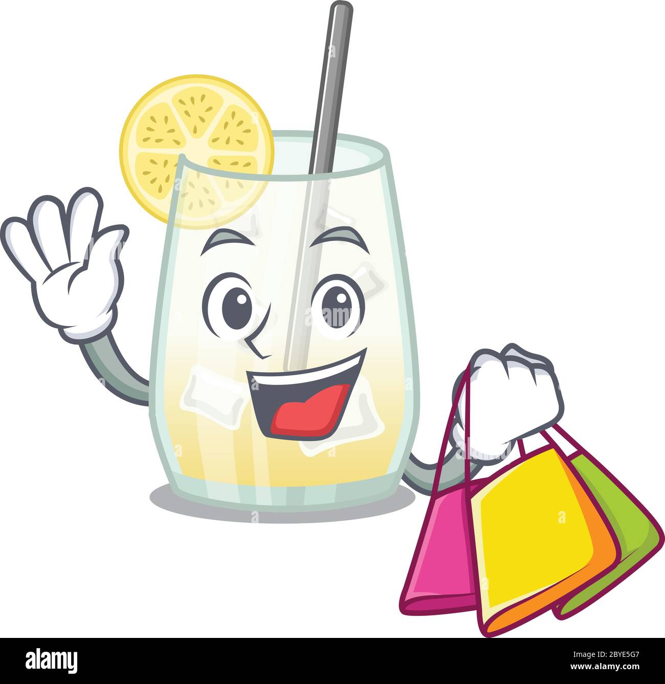 wealthy tom collins cocktail cartoon character with shopping bags Stock Vector