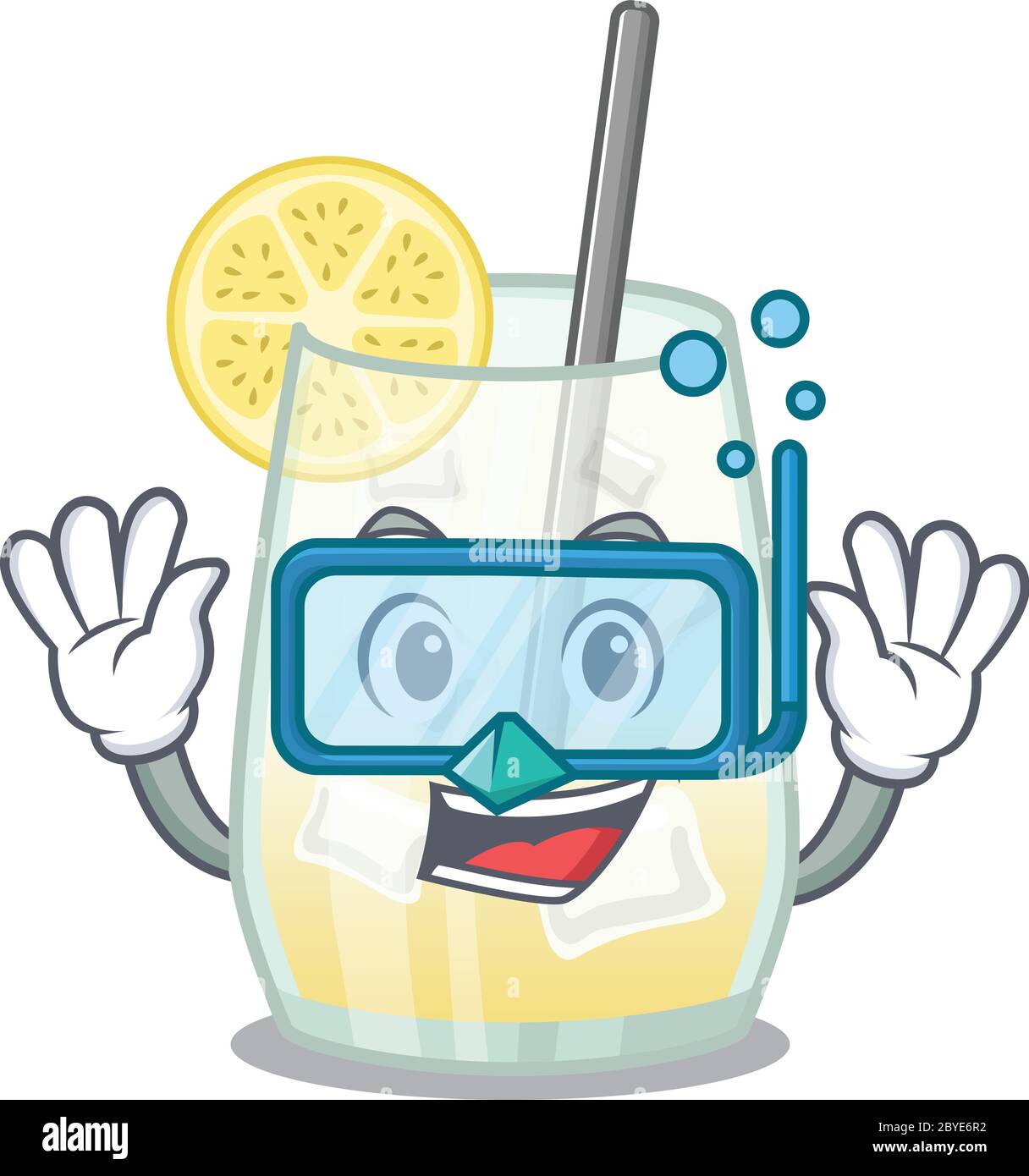 Tom collins cocktail mascot design swims with diving glasses Stock Vector