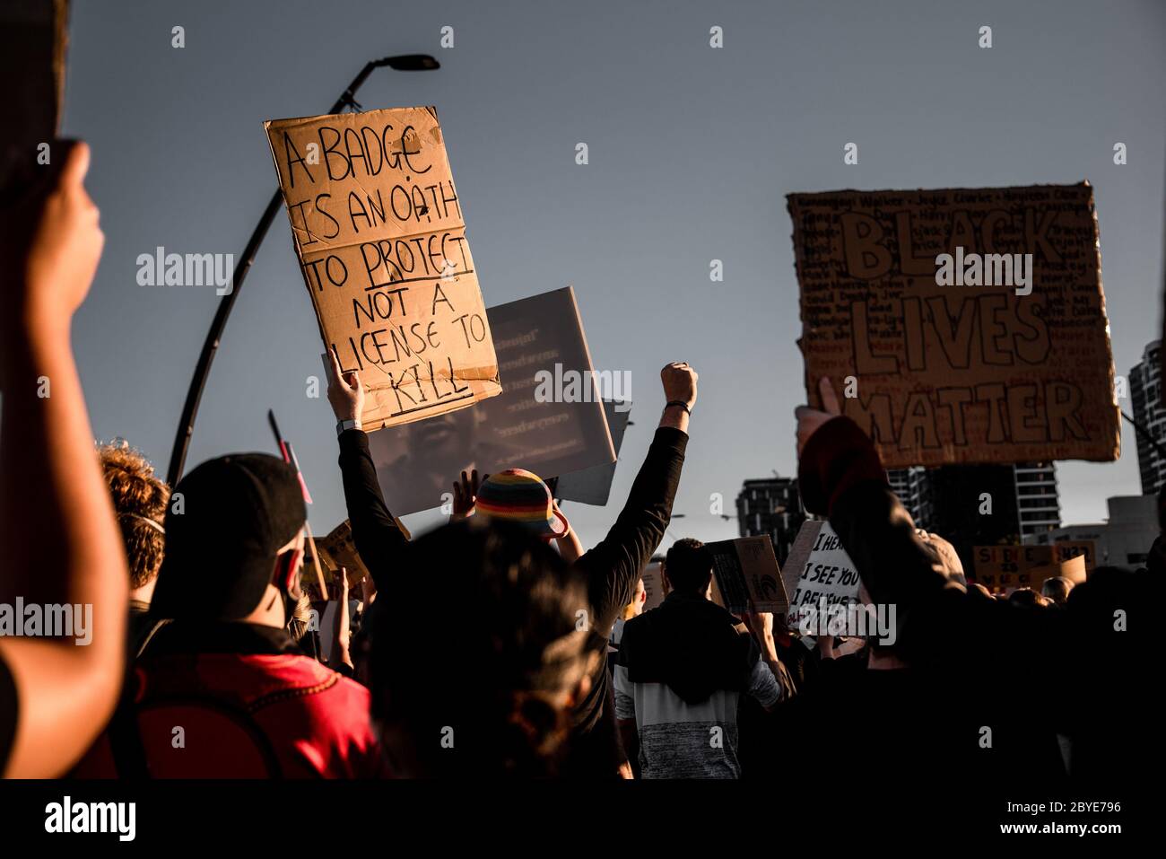 Protestor shouts at a BLM protest Stock Photo