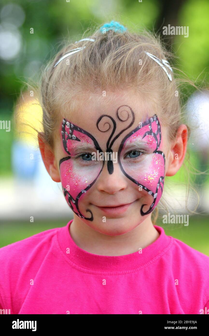 cute little girl with makeup Stock Photo - Alamy