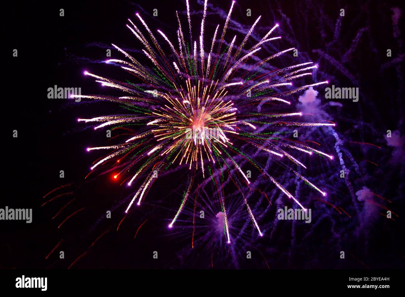 Bright fireworks in the night sky Stock Photo Alamy