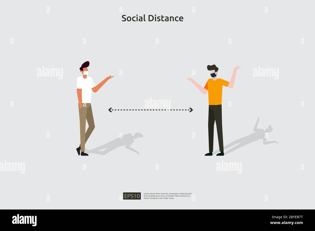 Social distancing prevention illustration concept. protect from COVID-19 coronavirus outbreak spreading. keep 1-2 meter distance space between people. Stock Vector