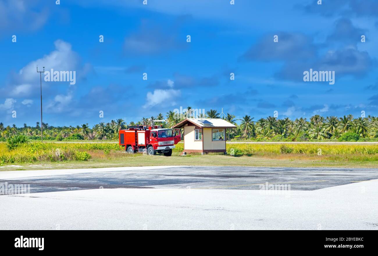 Fire-engine on a take-off field Stock Photo - Alamy