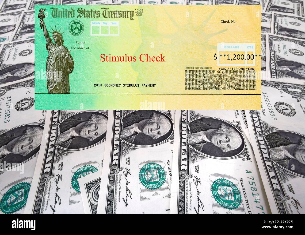 Corona virus Covid 19 economic impact payment stimulus check Stock Photo