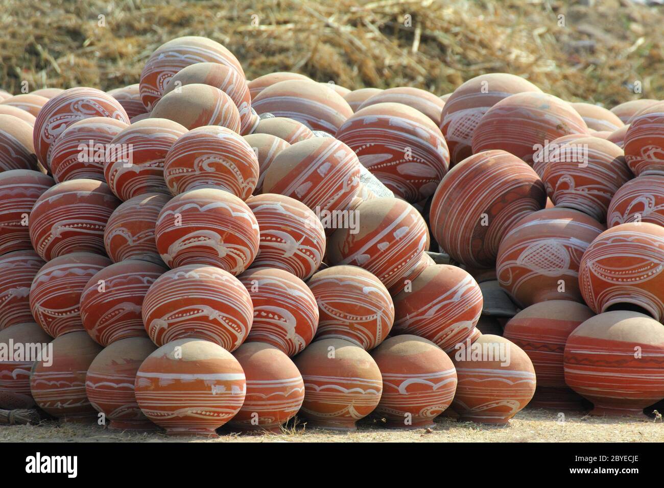 many clay pots in india Stock Photo