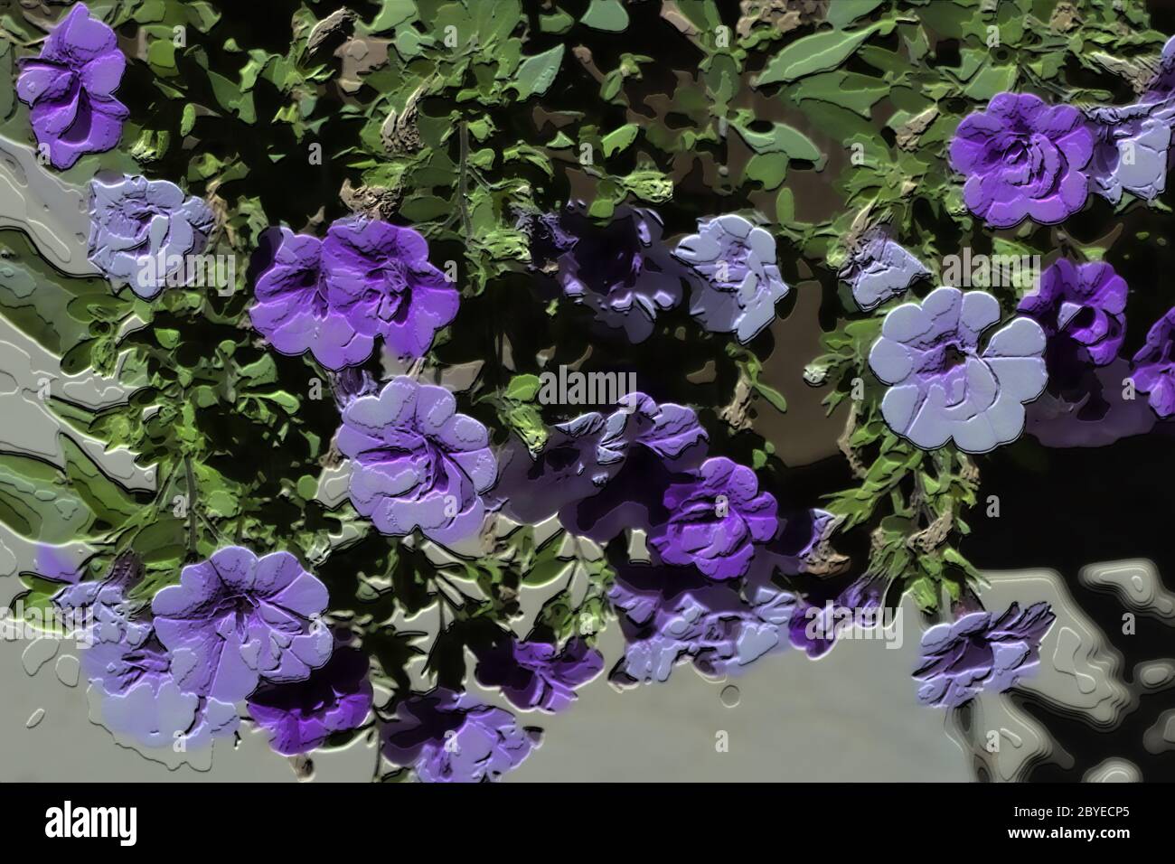 Stuffed mini purple petunia flowers art Stock Photo