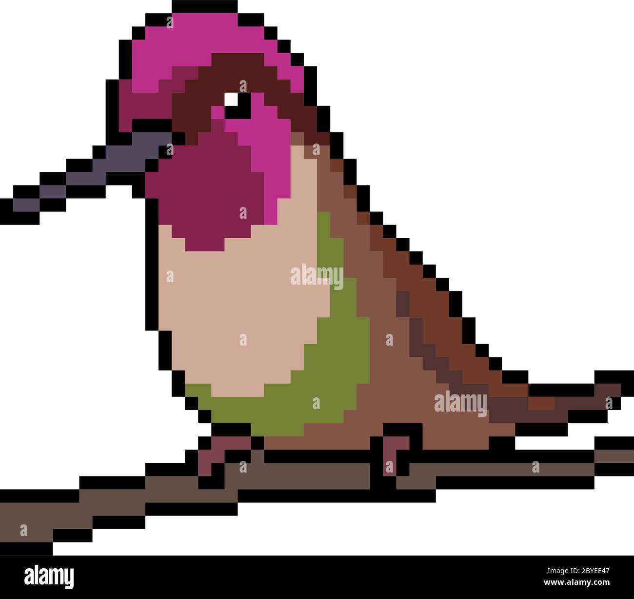 vector pixel art bird stand branch isolated Stock Vector Image & Art ...