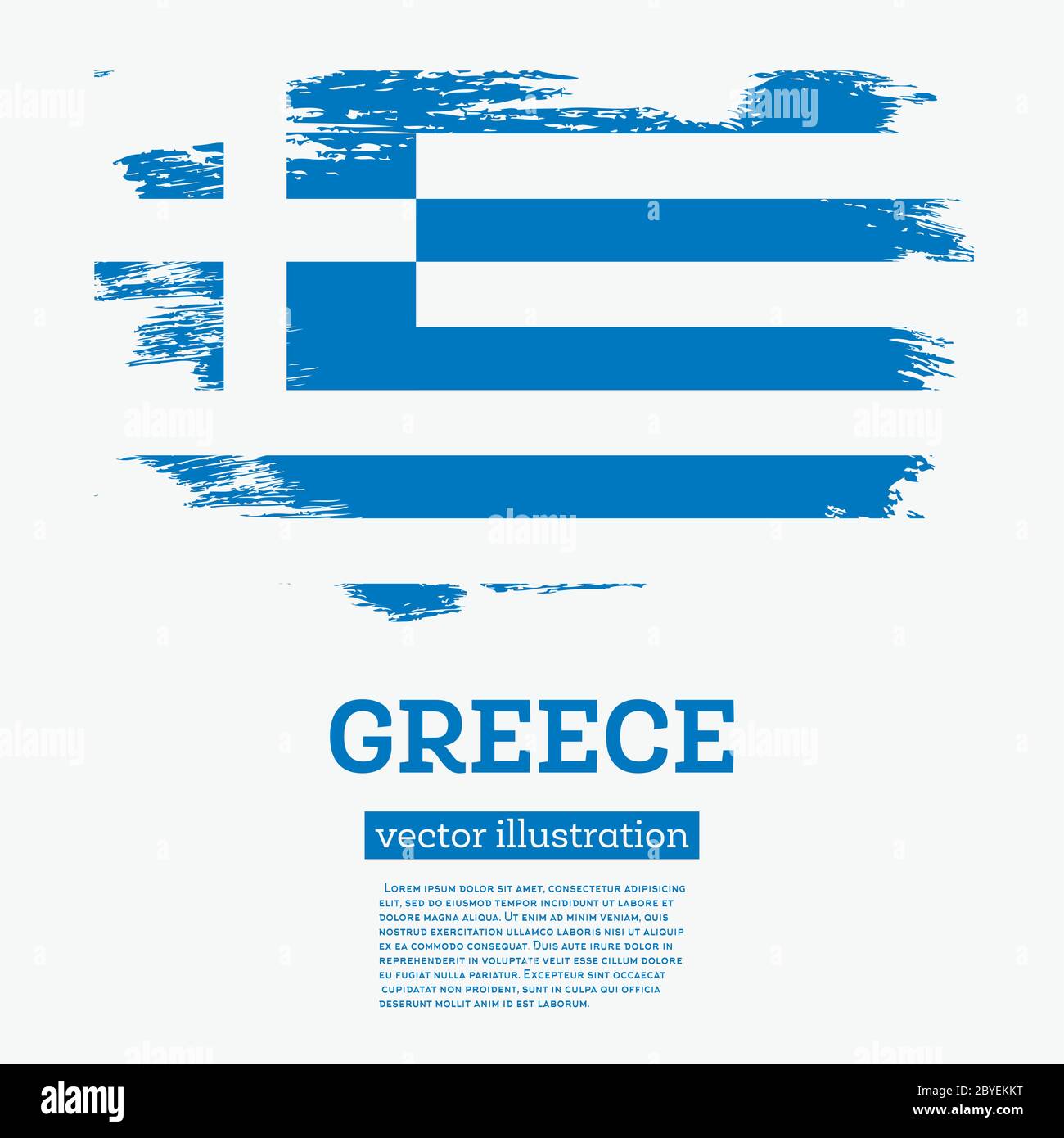 Greece Flag with Brush Strokes. Vector Illustration. Stock Vector