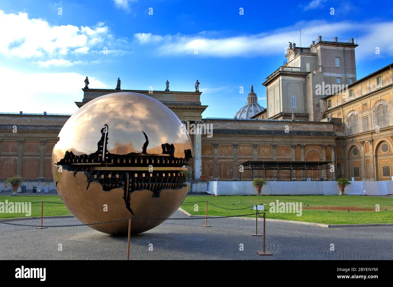 Vatican. Sculpture the globe in court yard o Stock Photo