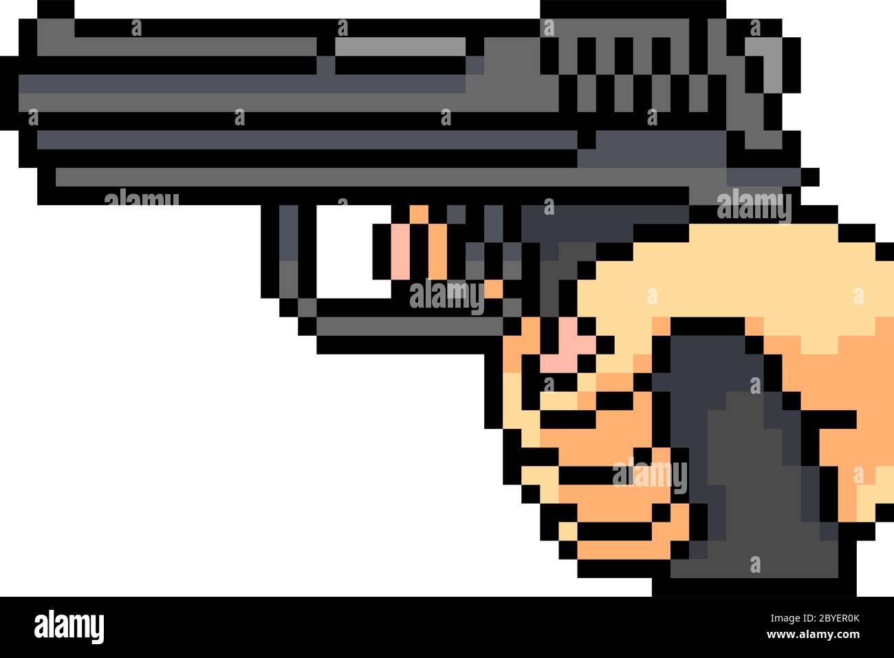 vector pixel art hand gun isolated cartoon Stock Vector