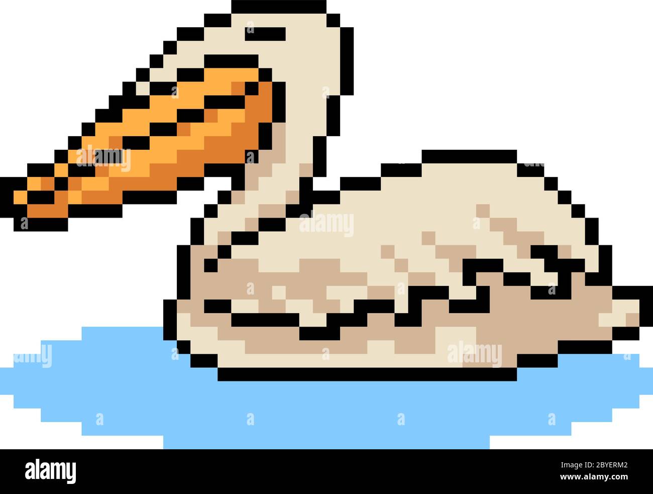 vector pixel art animal pelican isolated cartoon Stock Vector Image