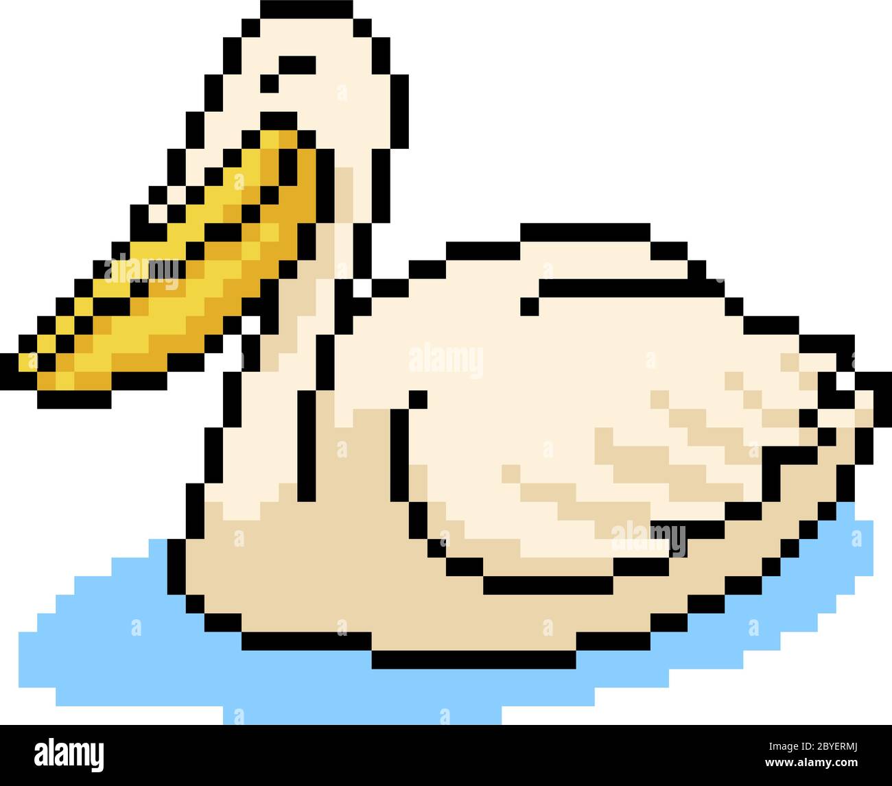 vector pixel art animal pelican isolated cartoon Stock Vector Image