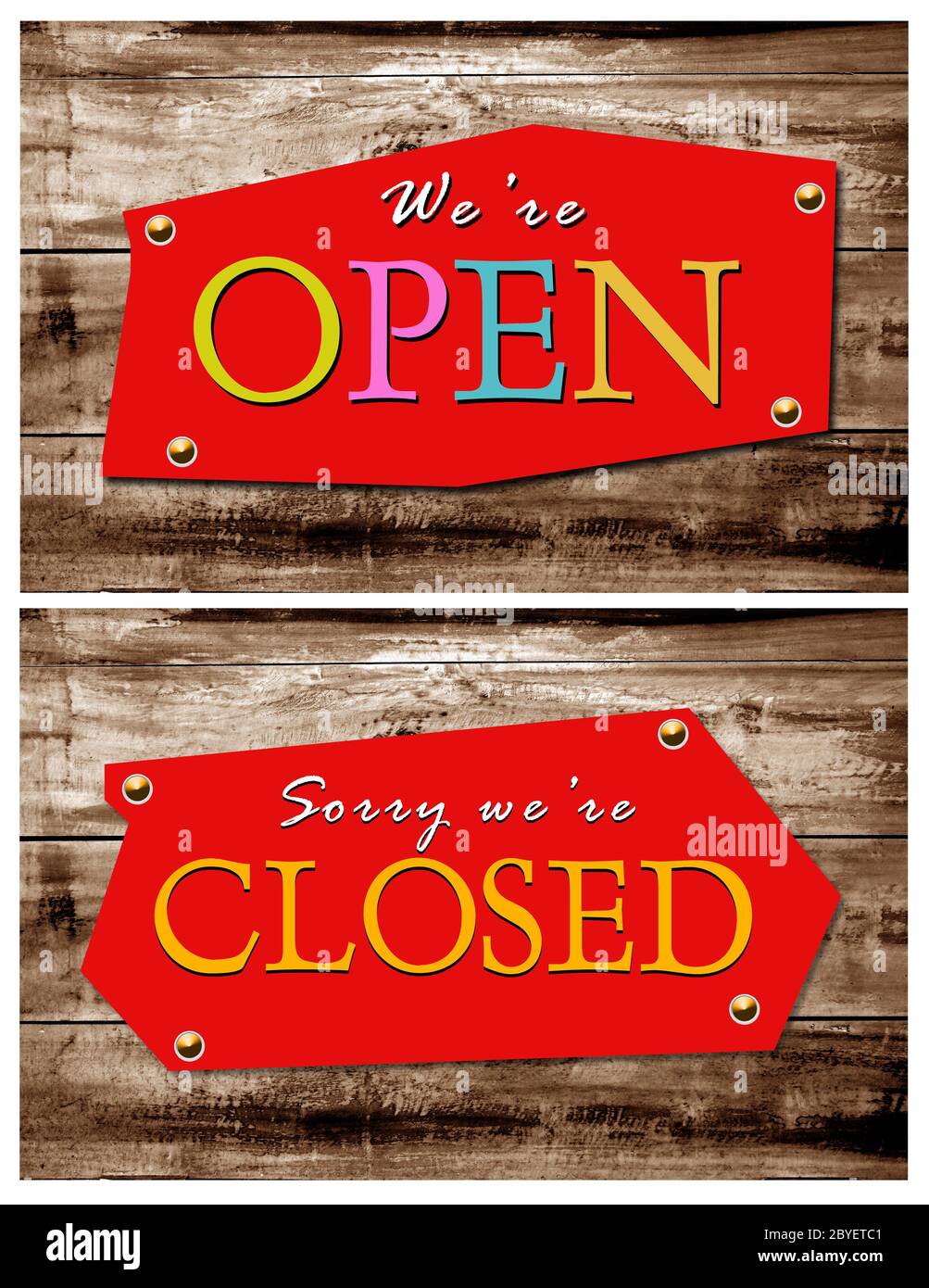 Closed and open sign stock photo alamy