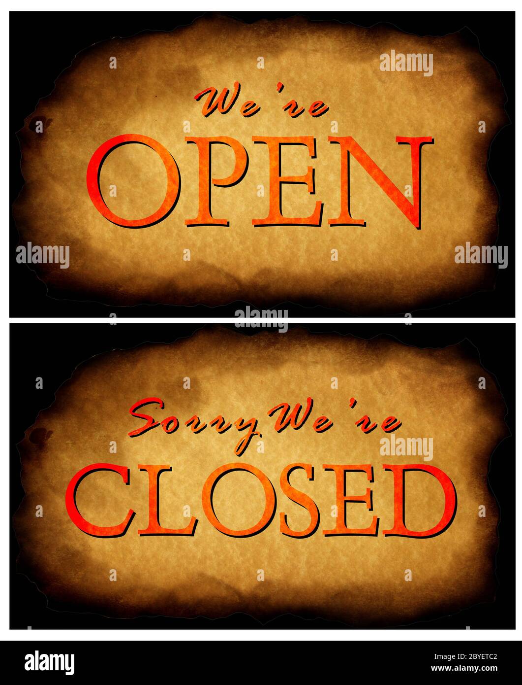 Closed and open sign stock photo alamy
