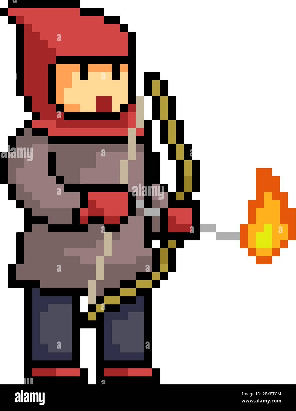 vector pixel art archer fire isolated cartoon Stock Vector Image & Art