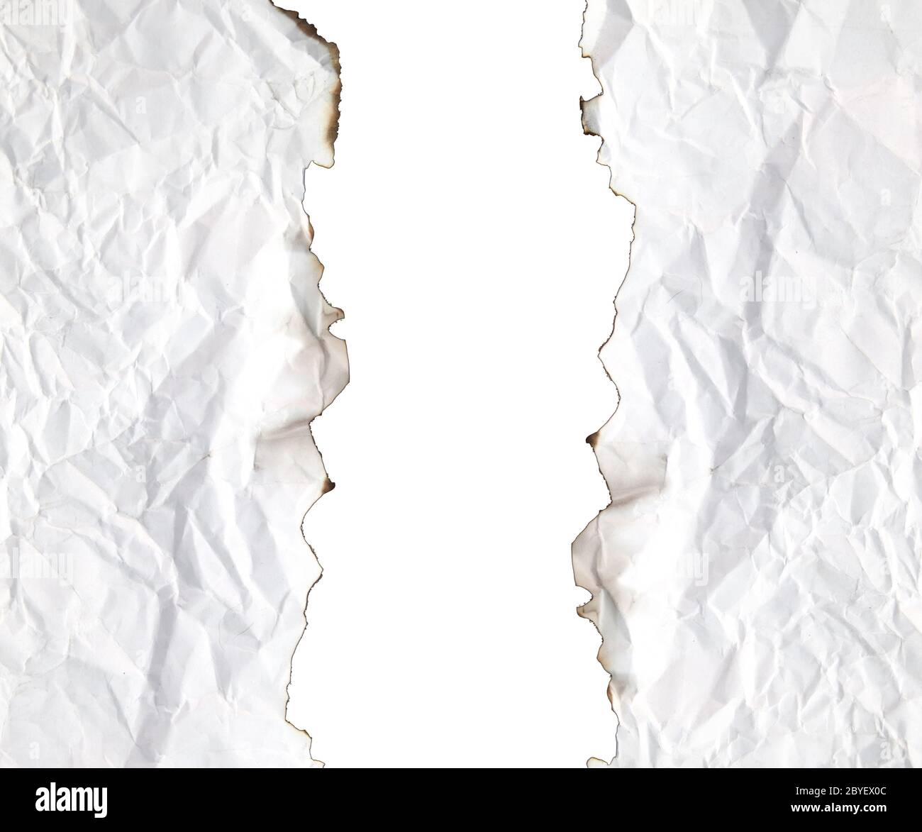 burnt edge paper with space for text on white background Stock Photo