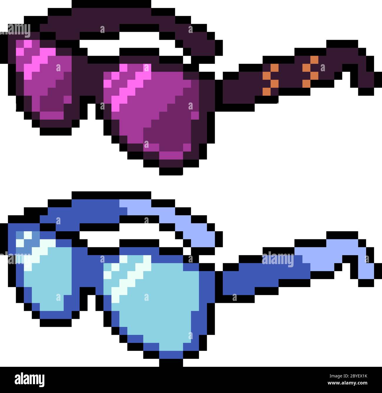 vector pixel art glasses isolated cartoon Stock Vector Image & Art - Alamy