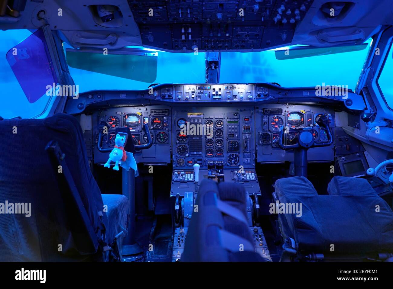 The cockpit of Airbus A300 B4-203.Musee Aeroscopia Museum. Blagnac. Toulouse. Haute-Garonne. Occitanie. France Stock Photo