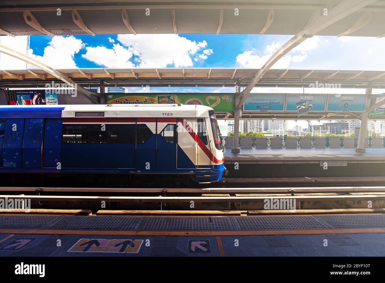 Bangkok Thailand Apr 11 Bts Or Bangkok Skytrain Running On The Bangkok Thailand Apr 11 Bts Or Bangkok Skytrain Running On The