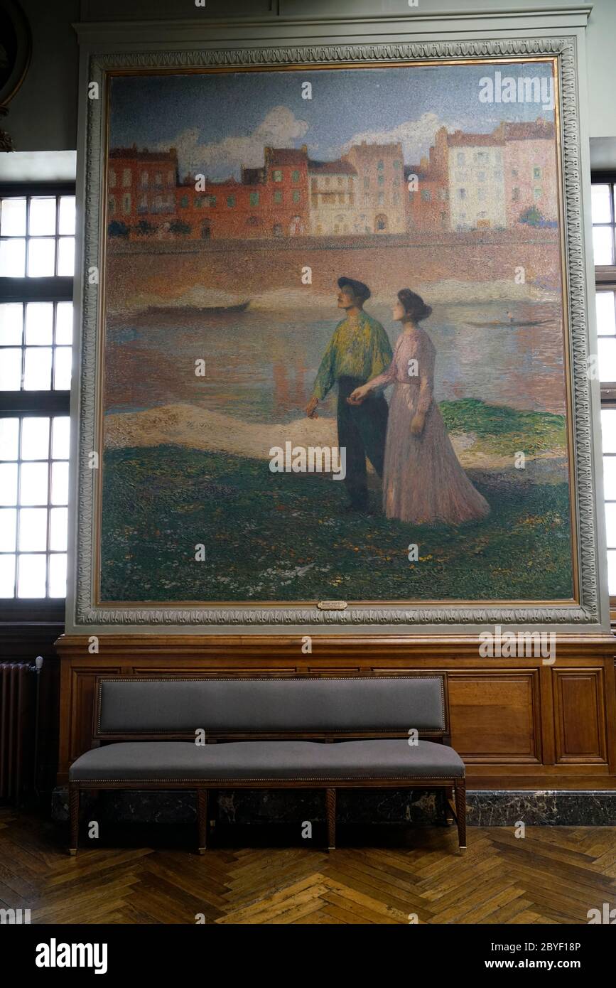 Painting by Henri Martin inside of Henri Martin hall in Capitole de Toulouse.Place du Capitole.Toulouse.Haute-Garonne.Occitanie.France Stock Photo