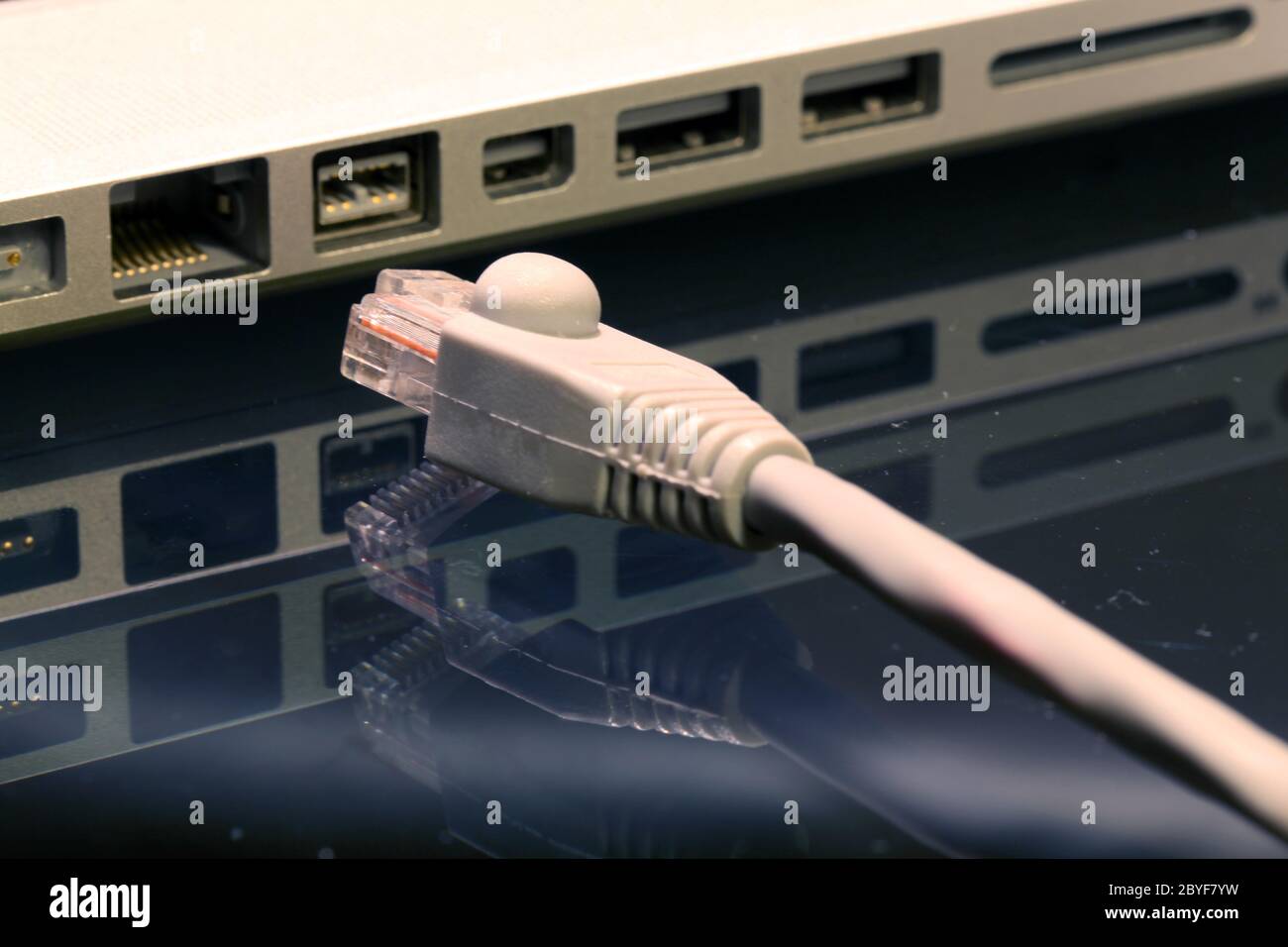 Unplug LAN Wire Stock Photo