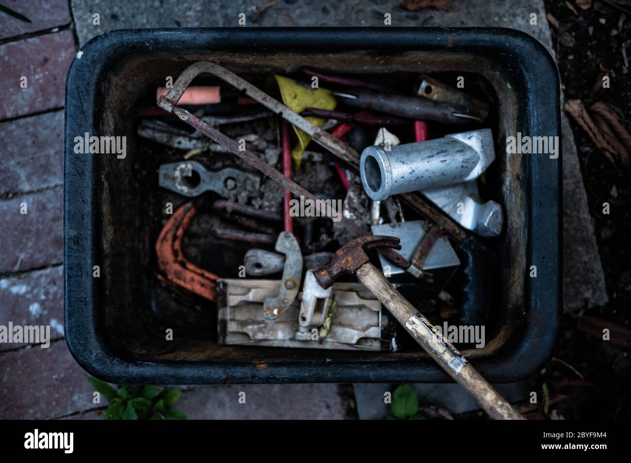 rusted metal tools, vintage old Stock Photo