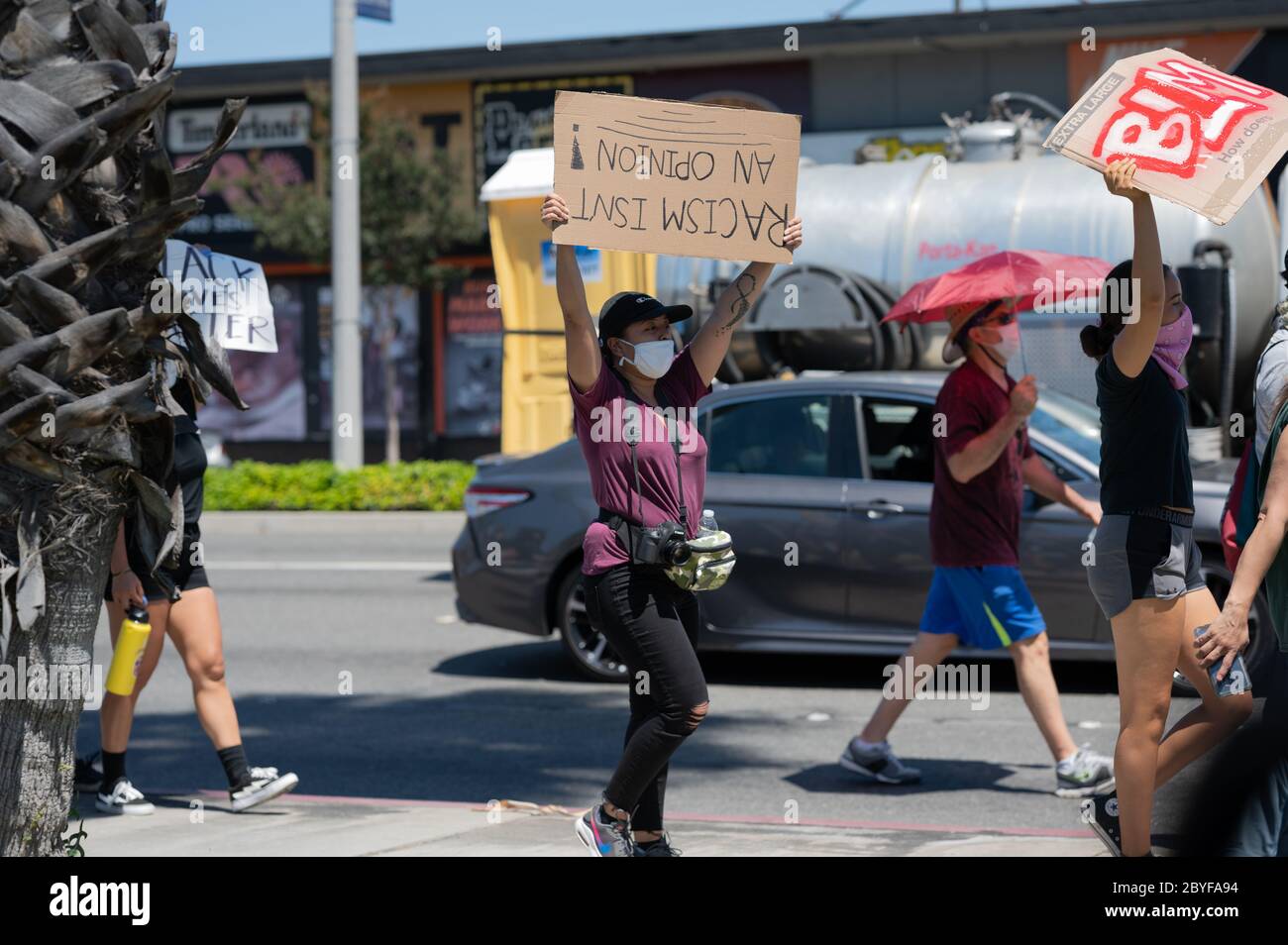 06/09/2020 Norwalk, California. Large crowds gathered at the Norwalk City Hall to march through the city in support of the Black Lives Matter movement Stock Photo