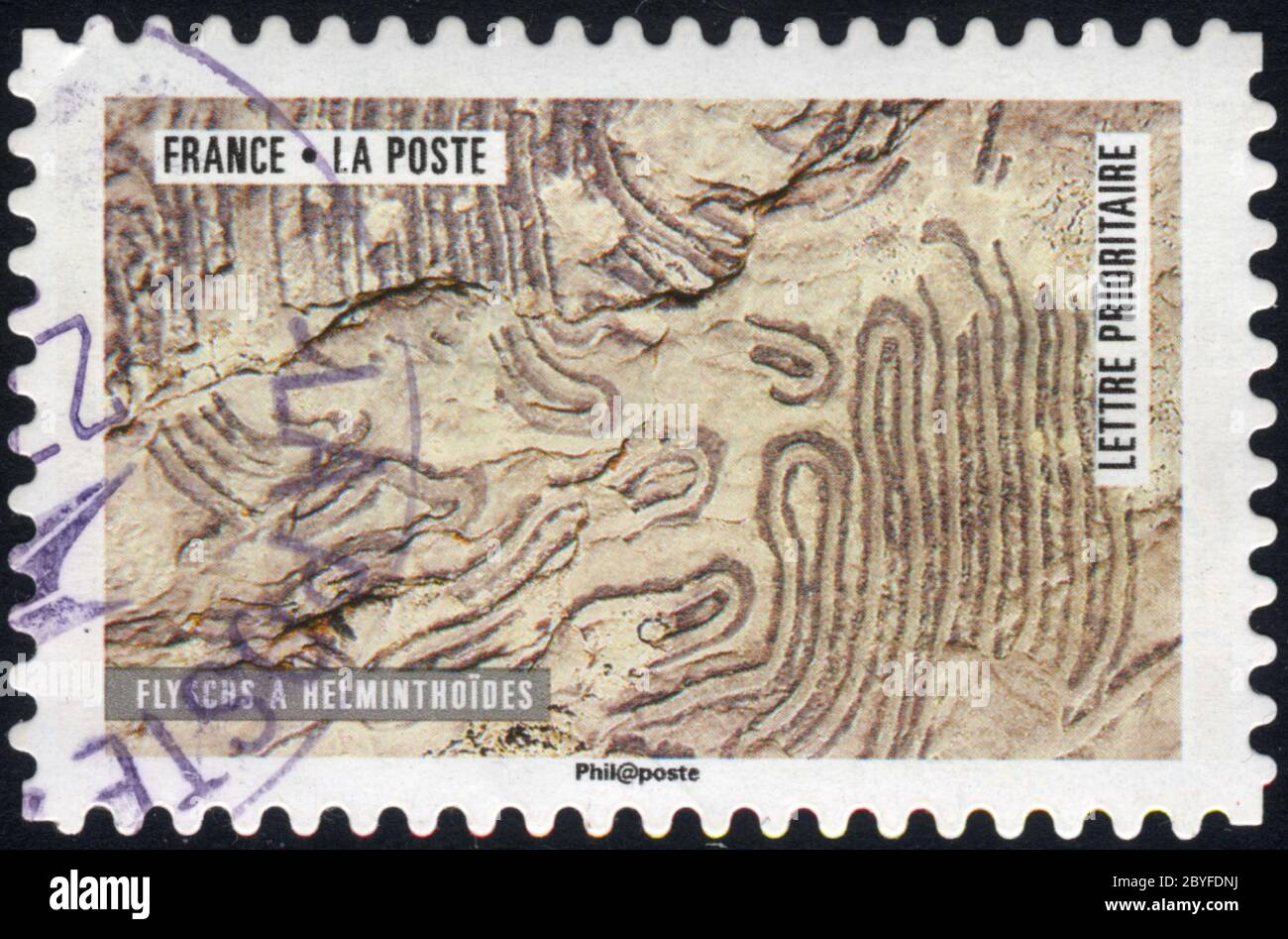 Timbre oblitéré Marianne. Postes. 1.20. France. Vert Stock Photo - Alamy
