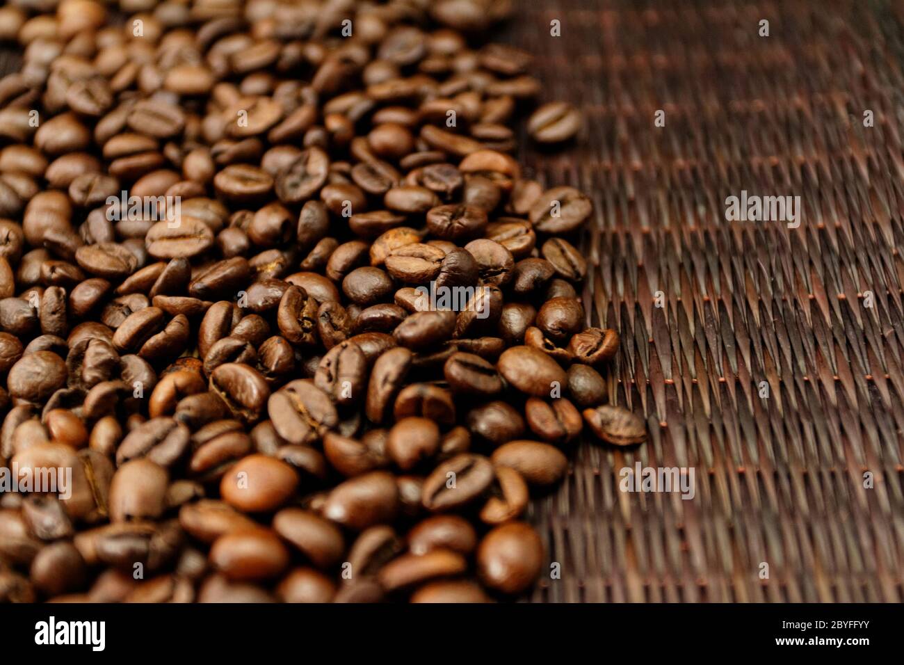 Coffee Beans over Wood Background Stock Photo