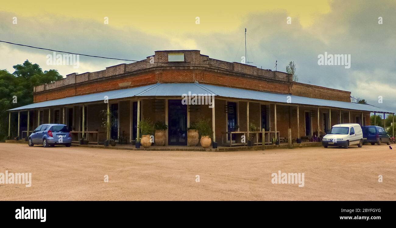 Old Restaruant in a dirt road in the outsides of Uruguay Stock Photo