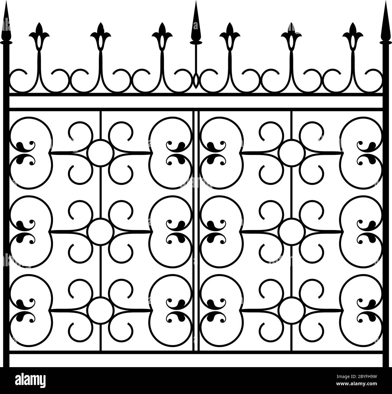 Wrought Iron Gate, Door, Fence, Window, Grill, Railing Design Stock