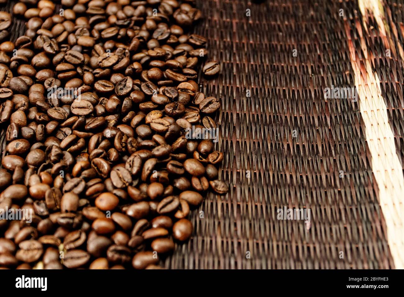 Coffee Beans over Wood Background Stock Photo