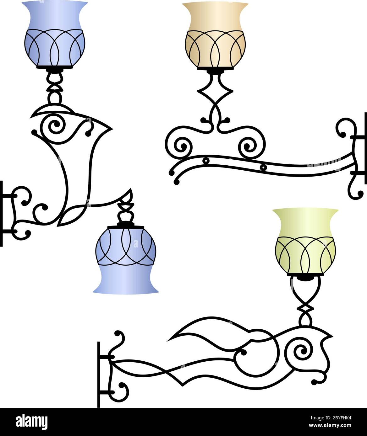 Wrought Iron Wall Lamp Vector Illustration Stock Vector Image & Art - Alamy