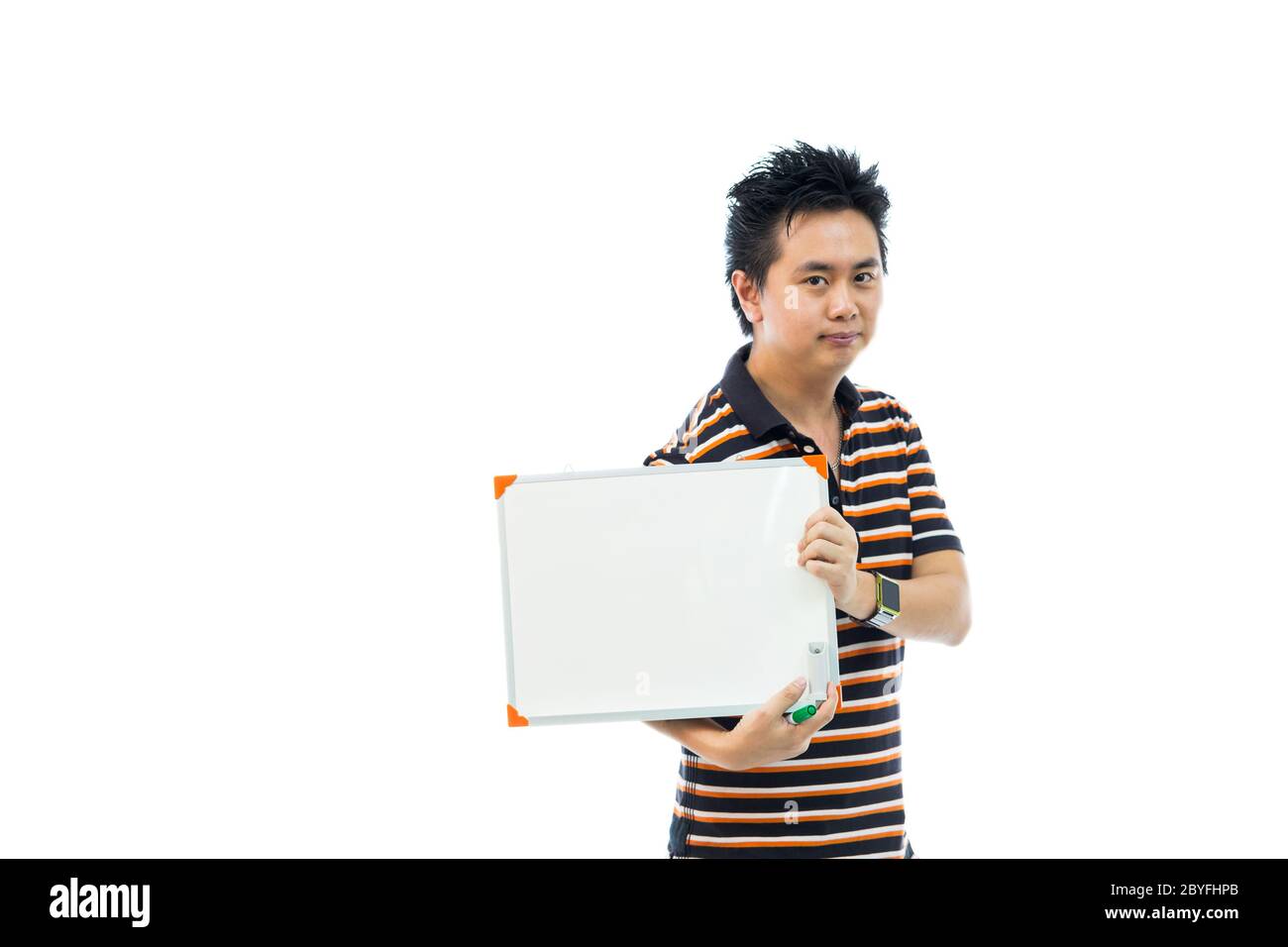 man holding banner Stock Photo