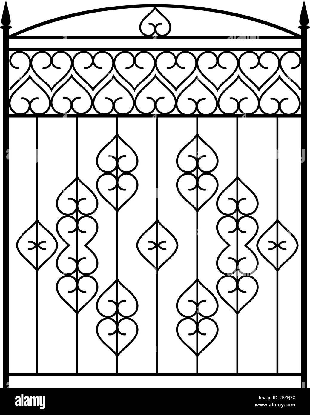 Wrought Iron Gate, Door, Fence, Window, Grill, Railing Design Stock