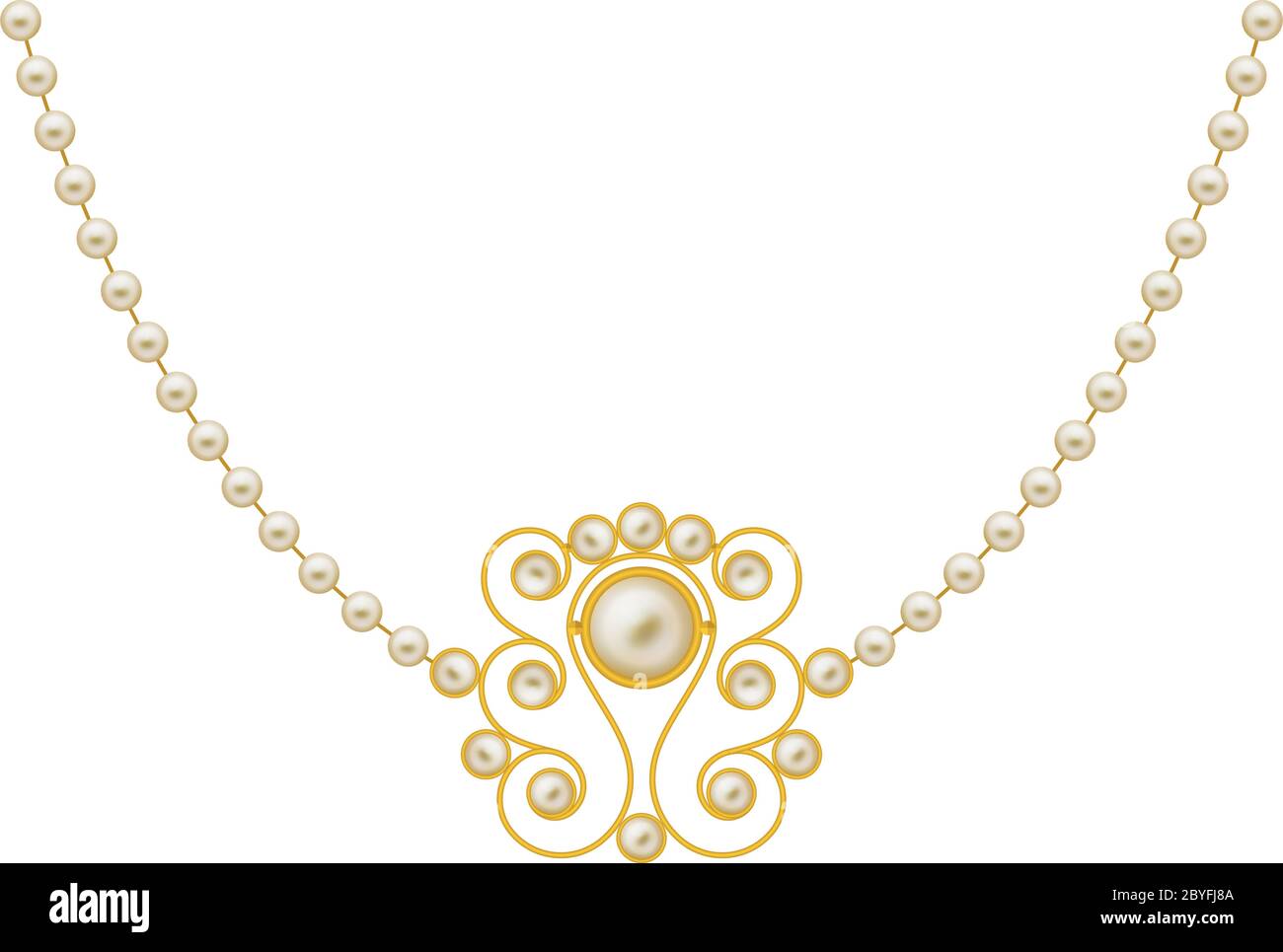 Pearl Gold Jewellery Necklace Vector Illustration Stock Vector
