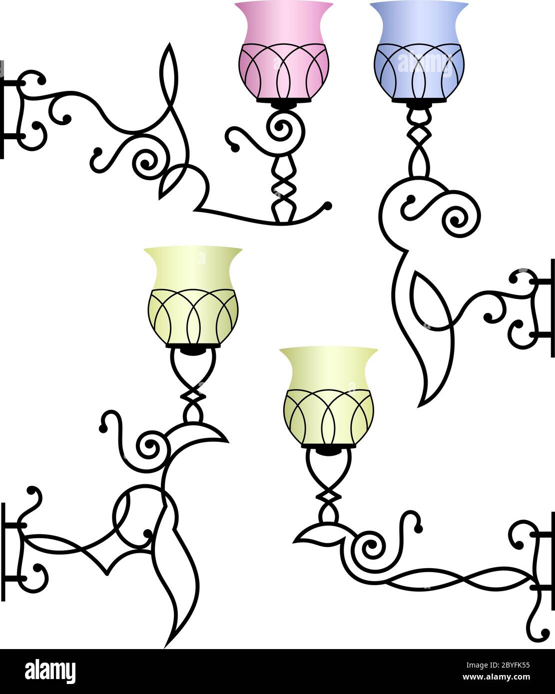 Wrought Iron Wall Lamp Vector Illustration Stock Vector Image & Art - Alamy