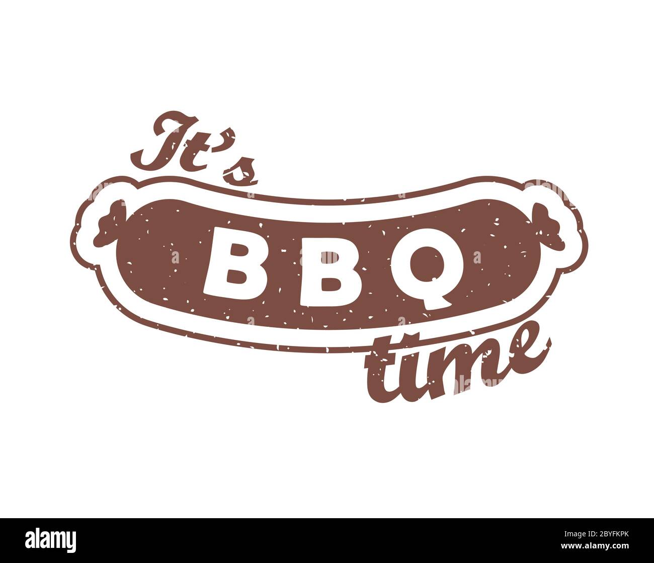 Grill sausage icon. Barbecue vector logo. BBQ season. Picnic outdoor. Grill meat. Isolated graphic illustration cookout. Barbecue retro ad Stock Vector