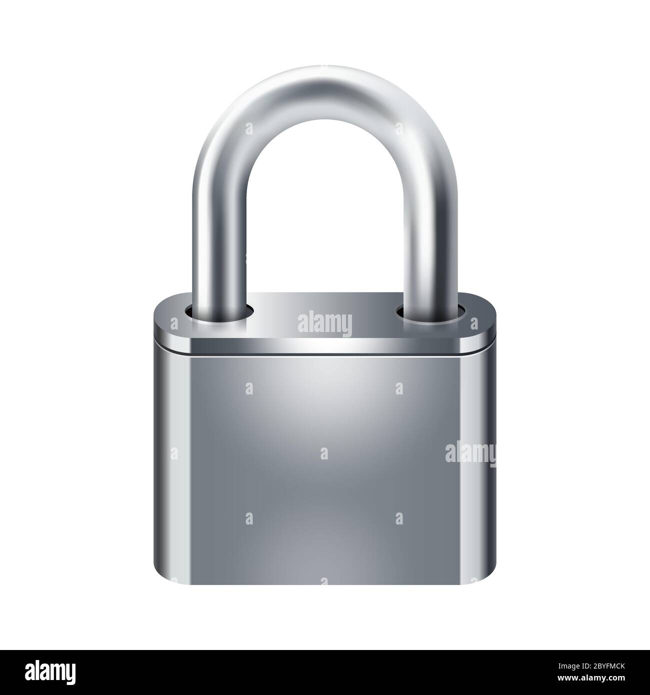Realistic closed metal silver padlock icon isolated on white background ...