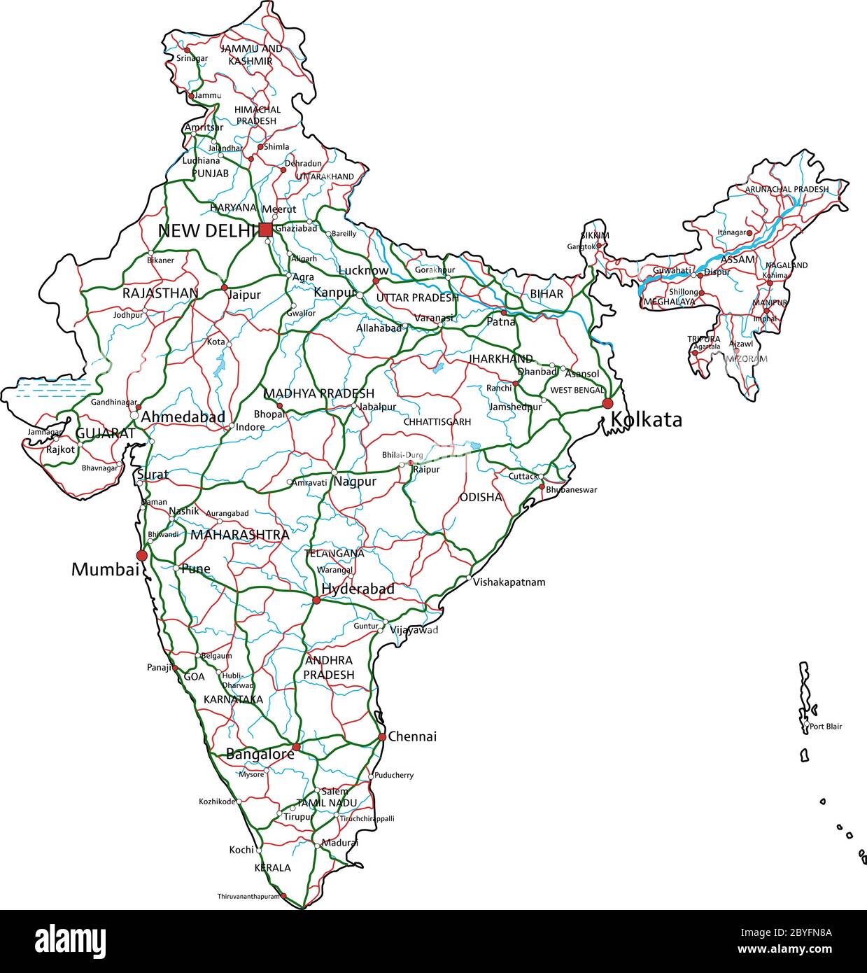 India Road And Highway Map Vector Illustration Stock Vector Image India Road And Highway Map Vector Illustration Stock Vector Image