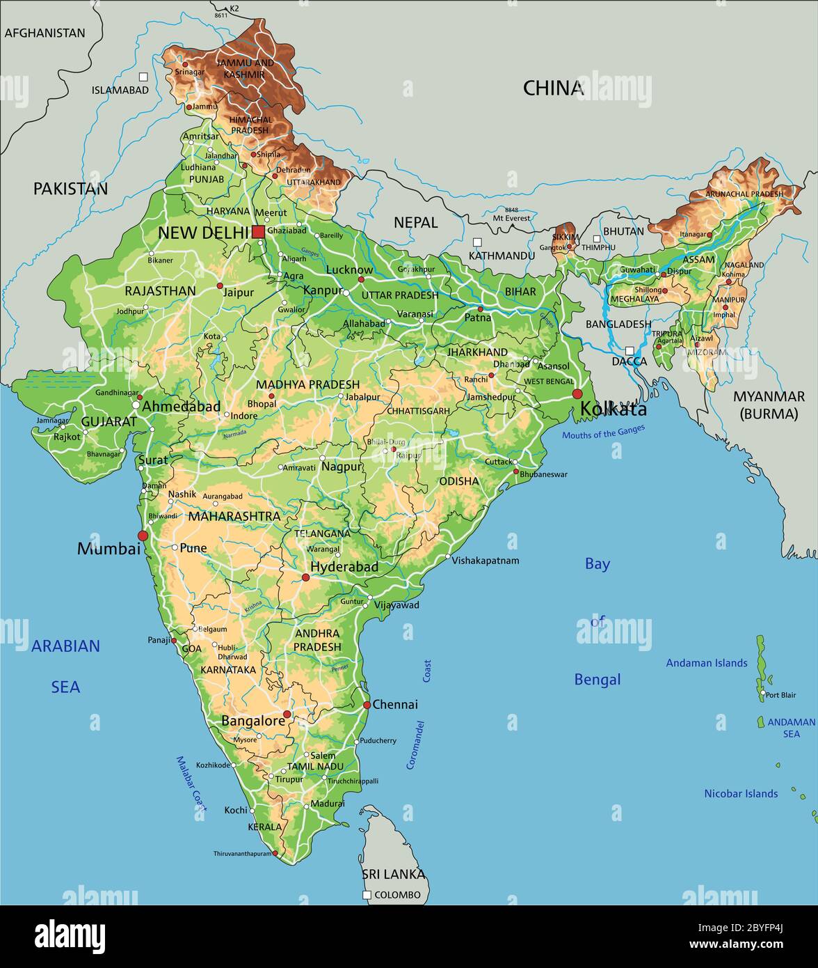 India Physical Map Labeled Large Get Latest Map Update