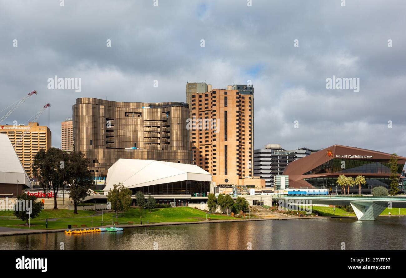 The iconic river torrens and cityscape of Adelaide south australia in south australia on the 3rd June 2020 Stock Photo