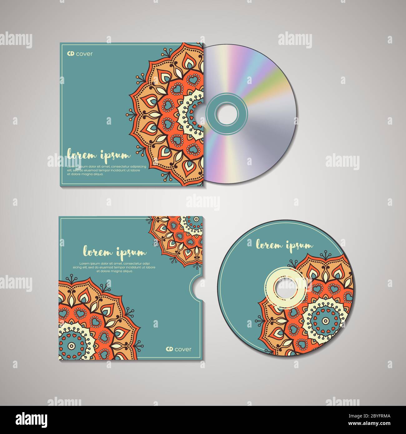 CD cover oriental template. Stock Vector