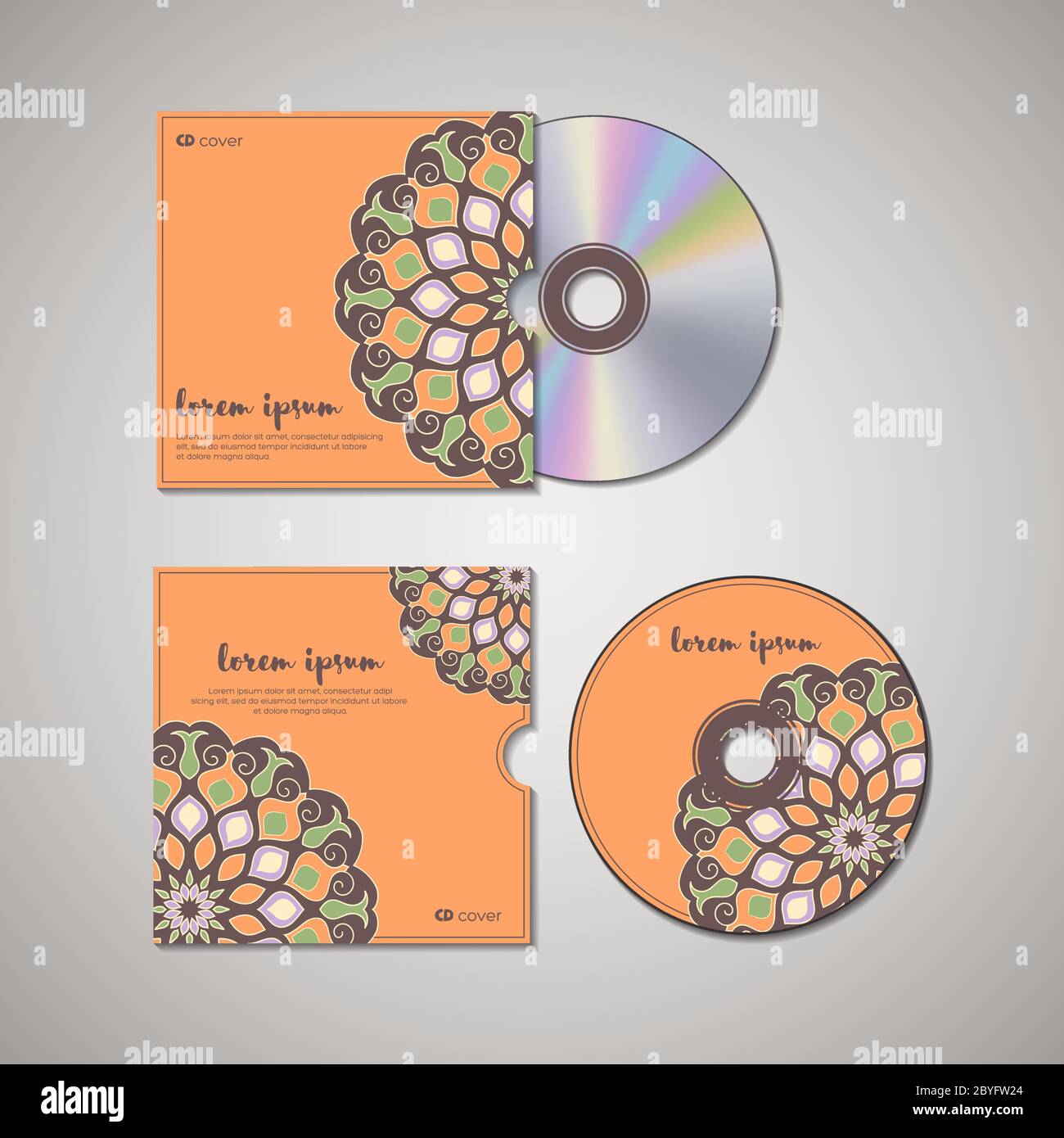 CD cover oriental template. Stock Vector