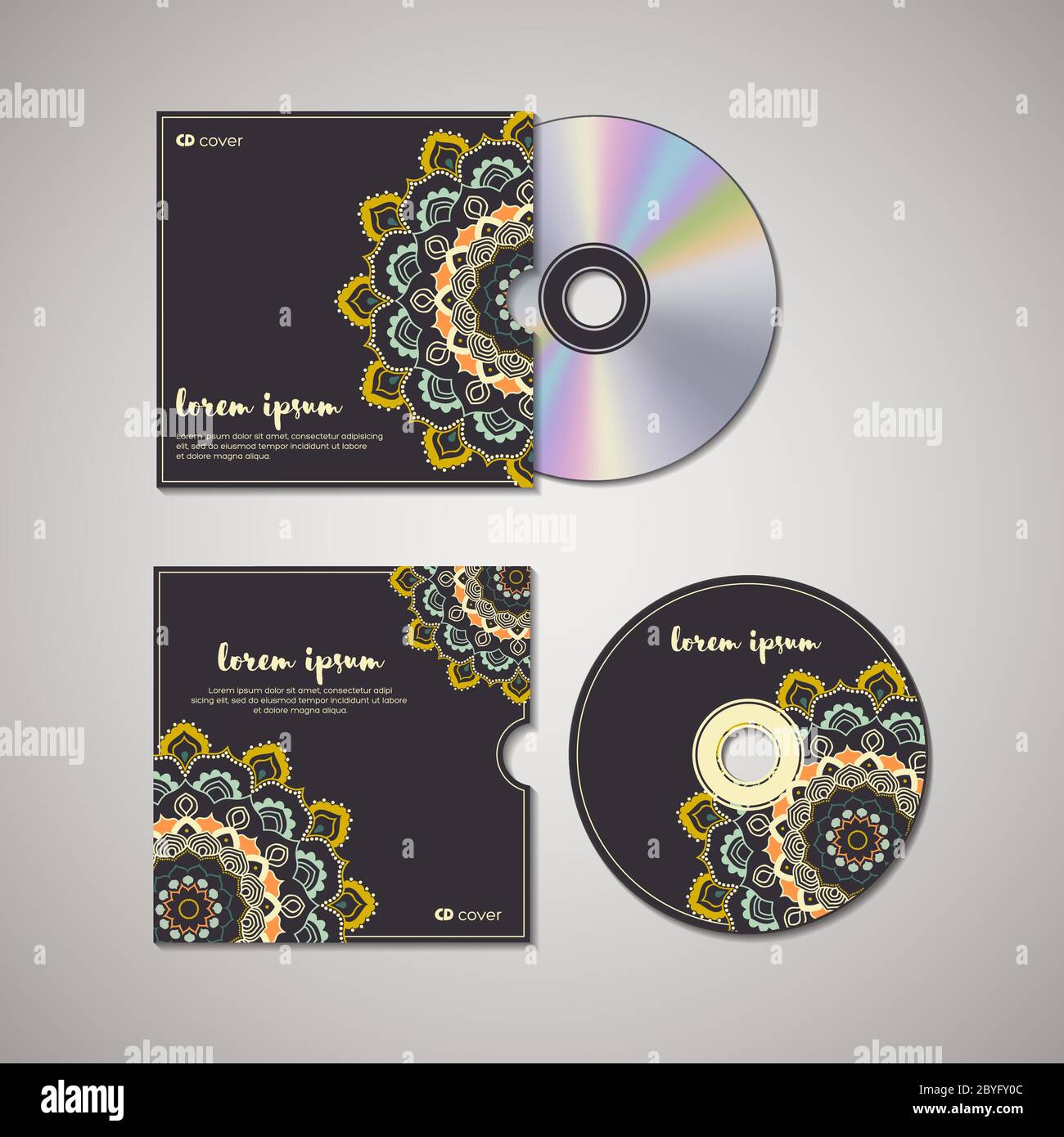 CD cover oriental template. Stock Vector