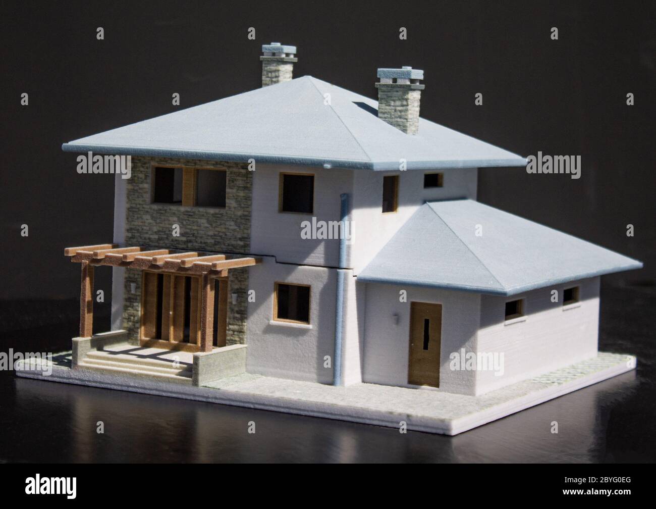 A 3D printed architecture model house in gypsum. Stock Photo