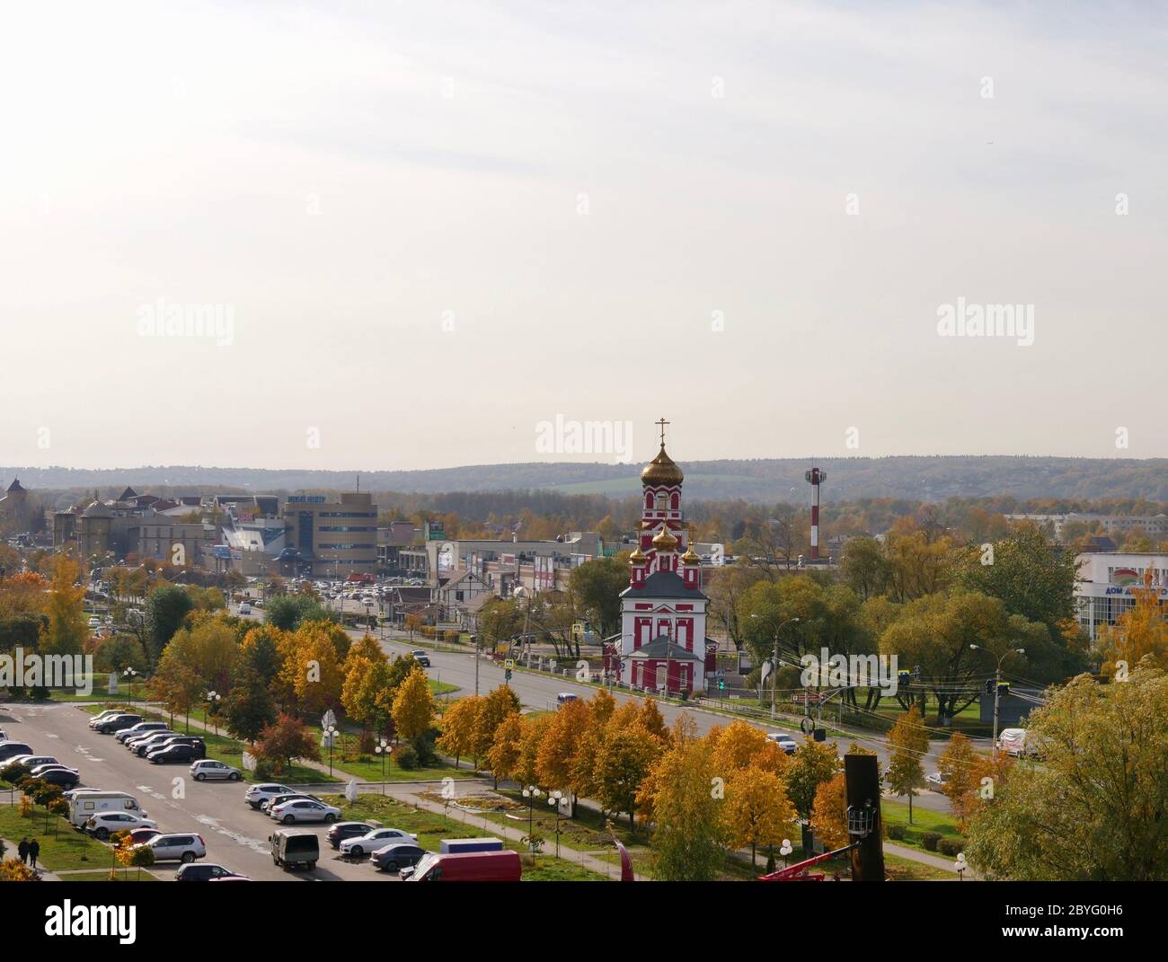 View above Dmitrov autumn Sunny day. Dmitrov district, Moscow region, Russia Stock Photo
