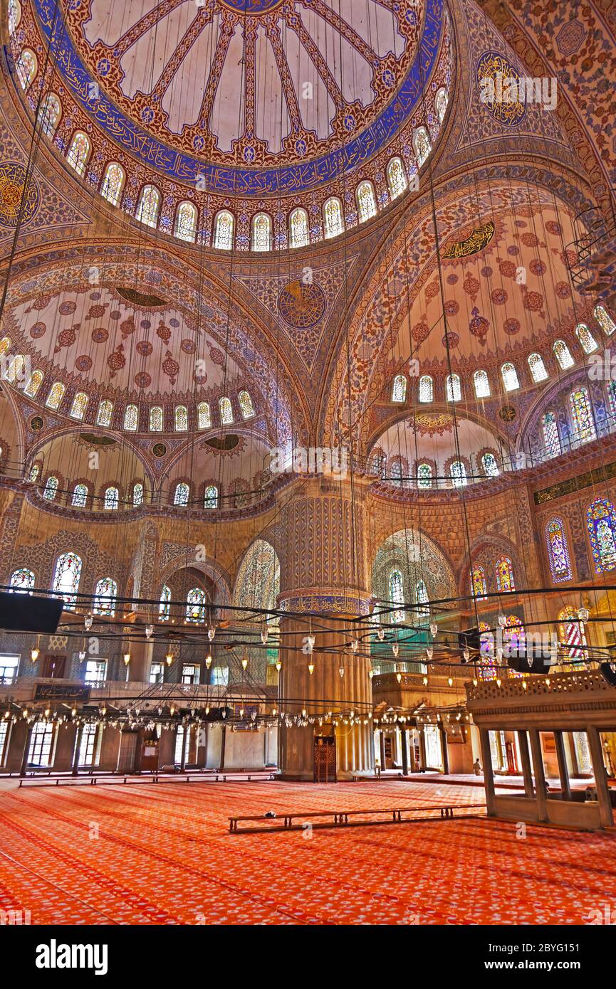 Blue mosque interior in Istanbul Turkey Stock Photo - Alamy