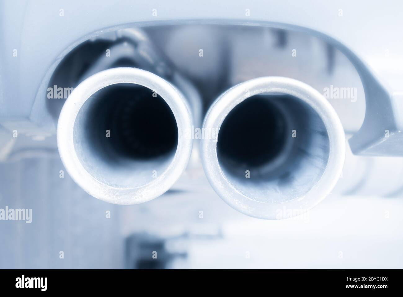 You looking into a exhaust pipe with inverted colors. It's a closeup