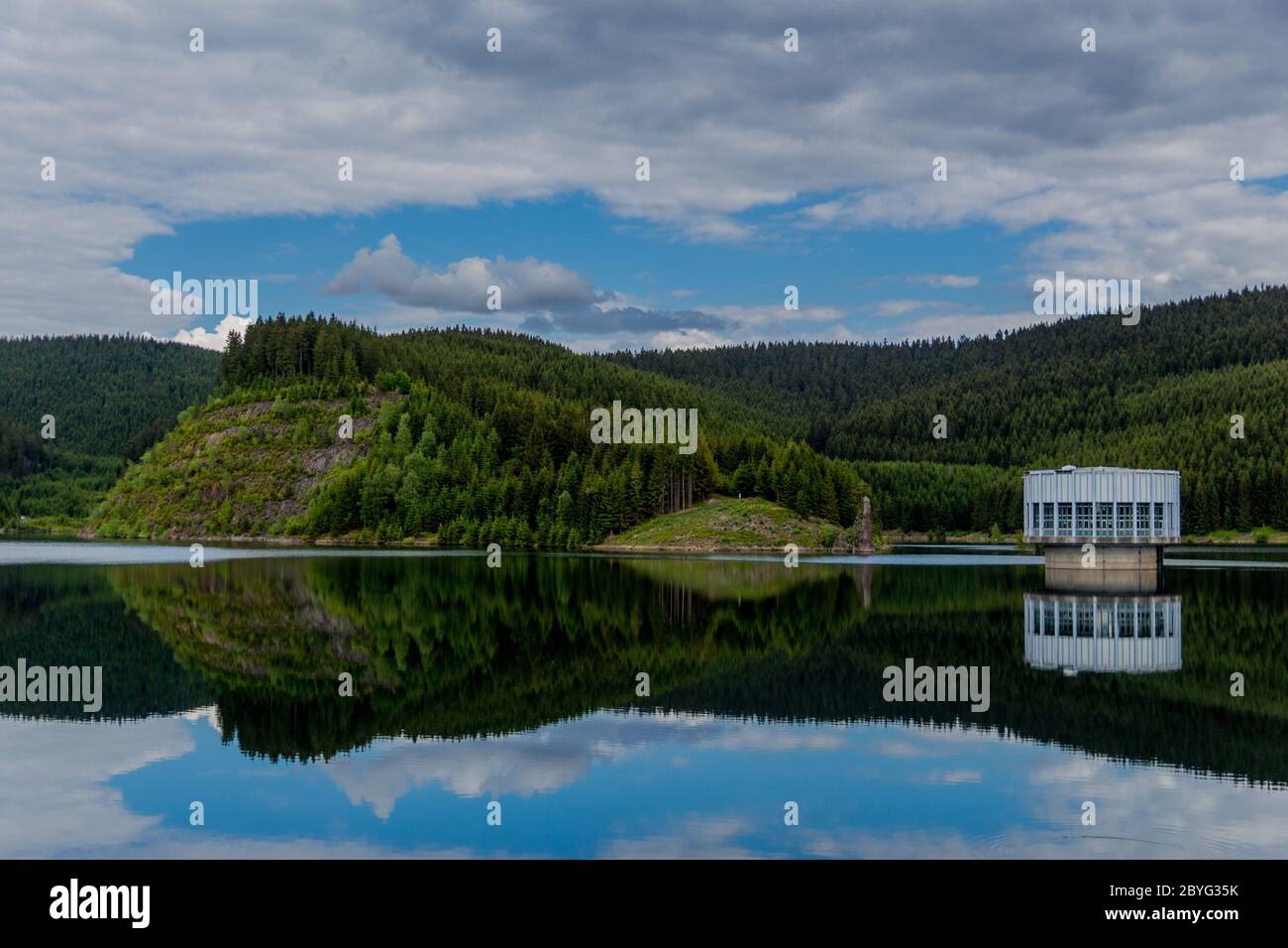 Tambach Hike around narrow water dam in the Thuringian Forest near Tambach ...